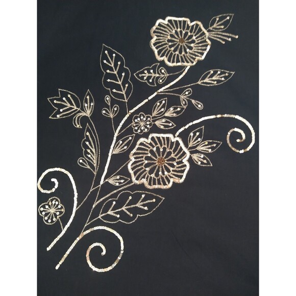 Zero Zero Size Small Black A-line Skirt Sequins Beads Embroidery - Picture 2 of 8